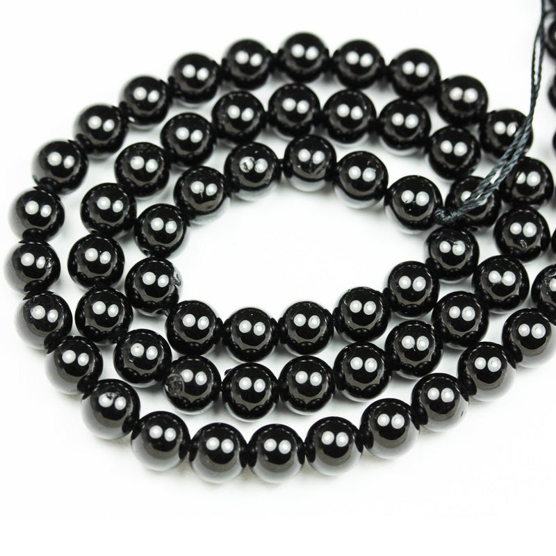 Black Tourmaline ,8mm Natural Round Gemstone Beads,One Full strand , about 50 beads, 16"