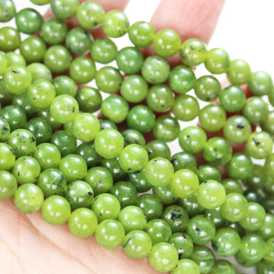 Canadian jade , 6mm Round Gemtsone, One full strand Green Beads Strand,0.8mm hole, 16"