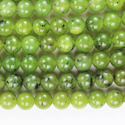 Canadian jade , 6mm Round Gemtsone, One full strand Green Beads Strand,0.8mm hole, 16"