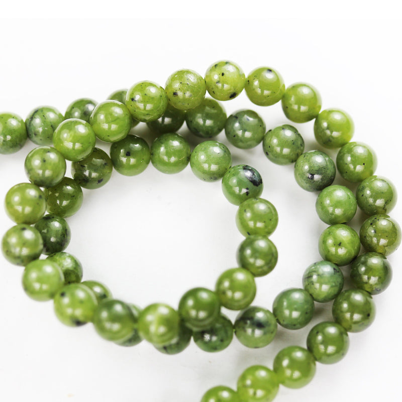 Canadian jade , 6mm Round Gemtsone, One full strand Green Beads Strand,0.8mm hole, 16"