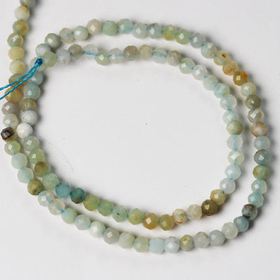 Amazonite , 3mm Faceted Round, One full strand  beads gemstone, Gemstone beads, hole 0.6mm,16"