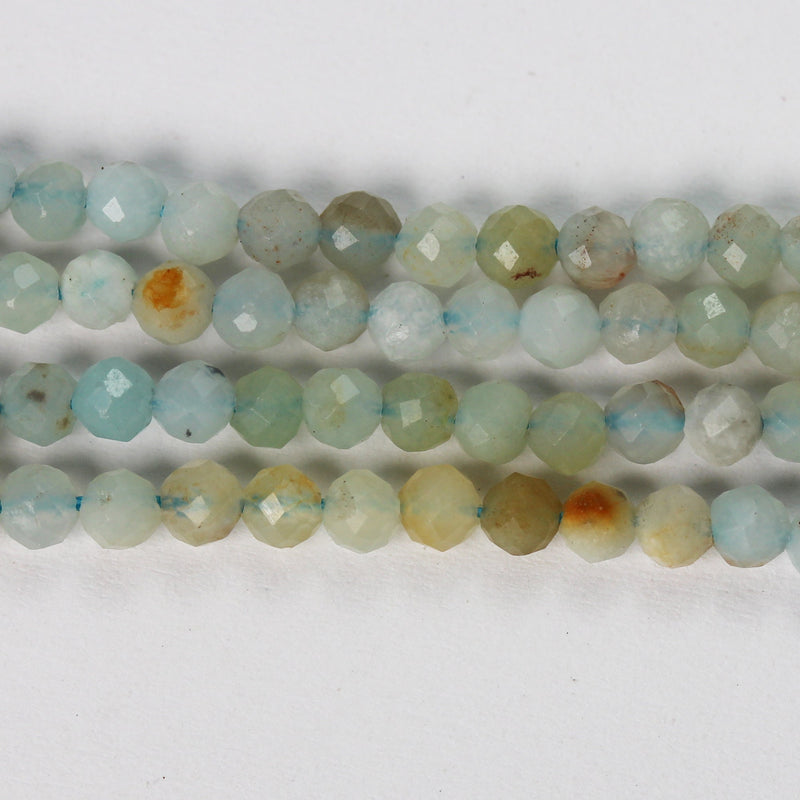 Amazonite , 3mm Faceted Round, One full strand  beads gemstone, Gemstone beads, hole 0.6mm,16"