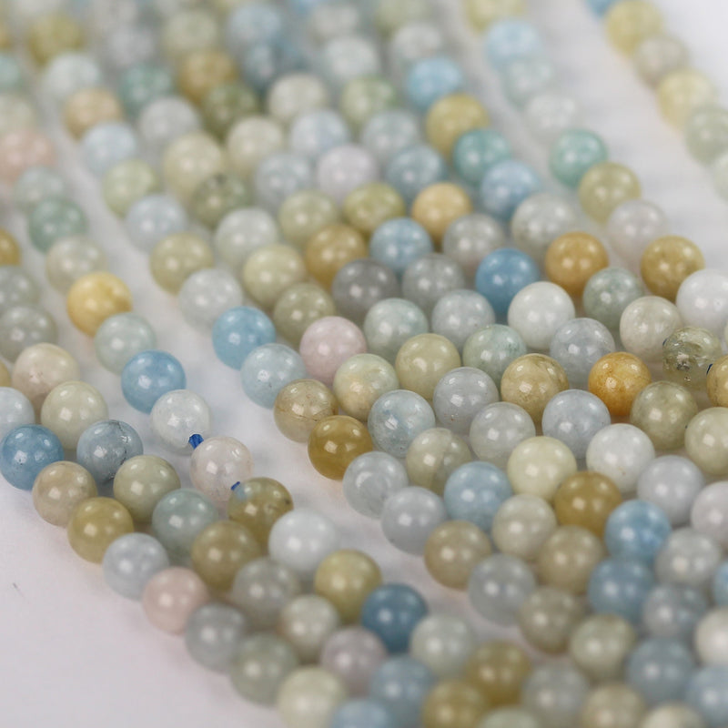 Natural Aquamarine, 4.5mm round gemstone, One full strand Gemstone beads,16", 0.8mm hole, About 90 beads