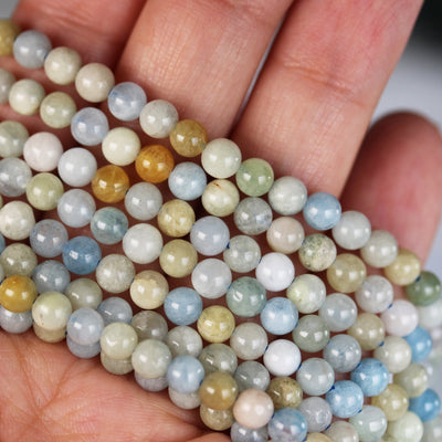 Natural Aquamarine, 4.5mm round gemstone, One full strand Gemstone beads,16", 0.8mm hole, About 90 beads