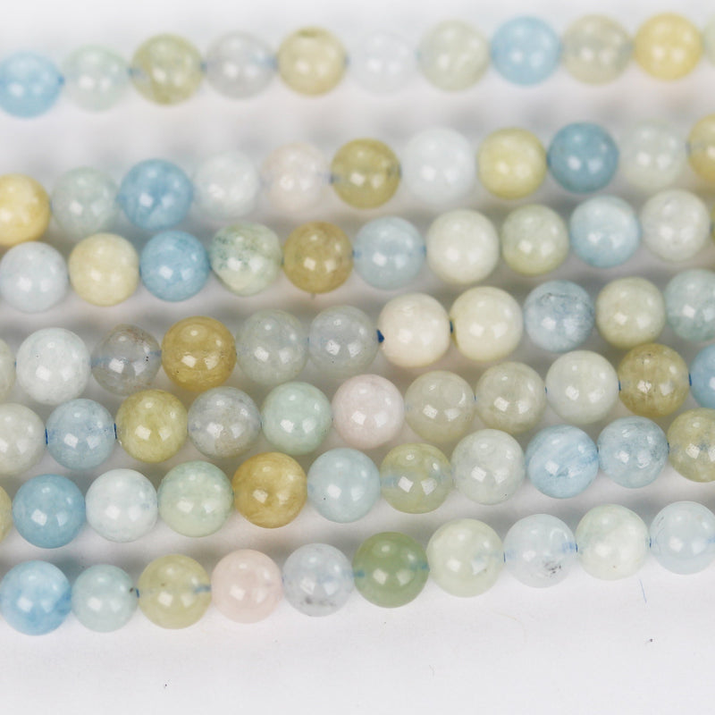 Natural Aquamarine, 4.5mm round gemstone, One full strand Gemstone beads,16", 0.8mm hole, About 90 beads