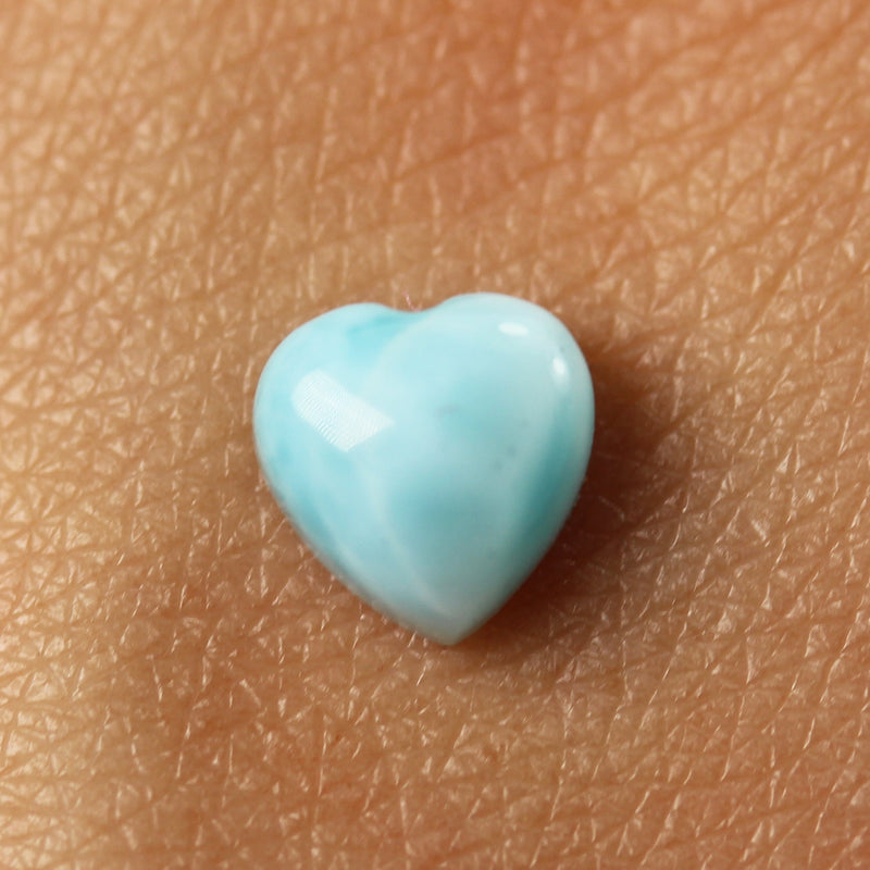 2pcs 100% Natural Dominican Larimar Cabochon Gemstone Beads Heart  Loose Gemstones Beads ( no hole) , 6mm