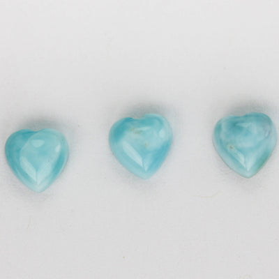 2pcs 100% Natural Dominican Larimar Cabochon Gemstone Beads Heart  Loose Gemstones Beads ( no hole) , 6mm