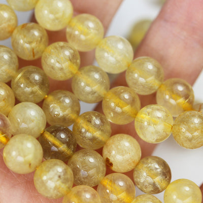 6mm Natural Gold Rutilated Quartz, Round  Gemstone, 15.5inch,Gold Color, hole 1mm, about 60 beads