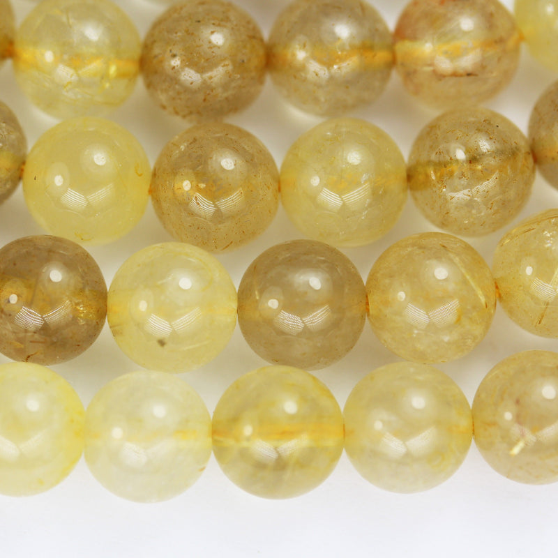 6mm Natural Gold Rutilated Quartz, Round  Gemstone, 15.5inch,Gold Color, hole 1mm, about 60 beads