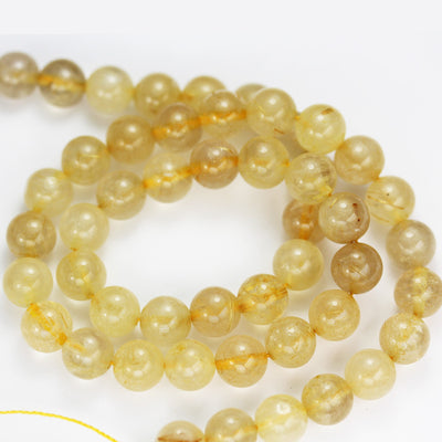 6mm Natural Gold Rutilated Quartz, Round  Gemstone, 15.5inch,Gold Color, hole 1mm, about 60 beads