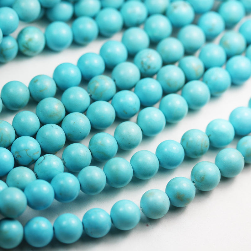 Turquoise, 6mm Round One full strand Gemstone Strand,Blue color, hole 1mm, about 60 pcs