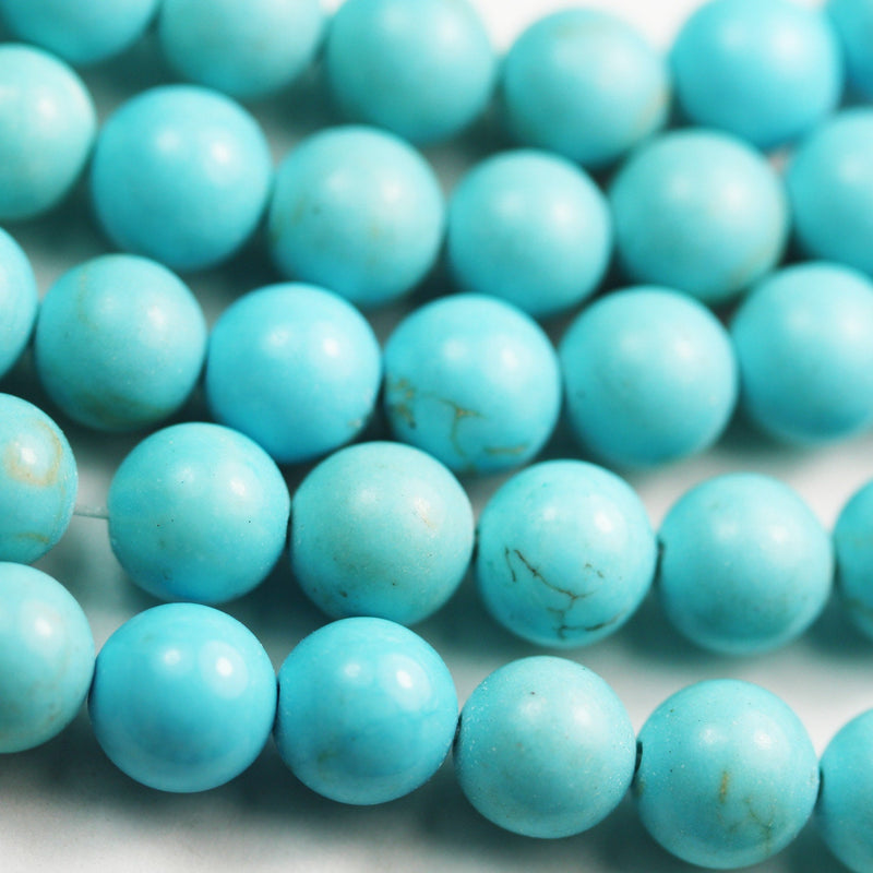 Turquoise, 6mm Round One full strand Gemstone Strand,Blue color, hole 1mm, about 60 pcs