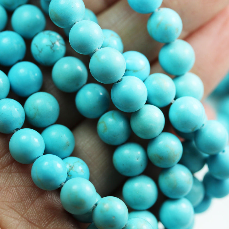 Turquoise, 6mm Round One full strand Gemstone Strand,Blue color, hole 1mm, about 60 pcs