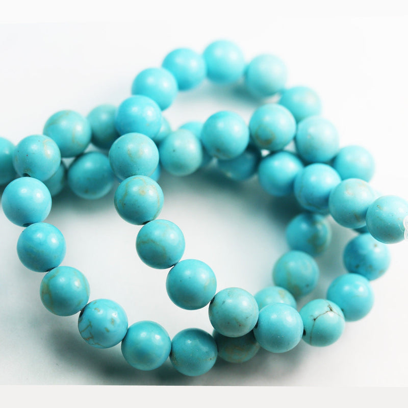 Turquoise, 6mm Round One full strand Gemstone Strand,Blue color, hole 1mm, about 60 pcs