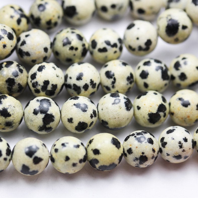 Dalmatian Jasper Beads,6mm Round Black, White Gemstone Beads,One full strand  15.5inch, hole 1mm, about 60 pcs