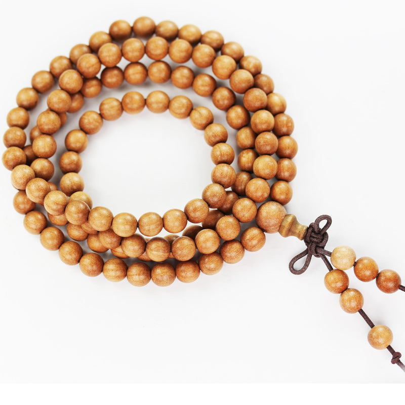 108pcs Natural Sandalwood Mala Prayer Beads Necklace/Bracelet Strand, One full strand,6mm Round