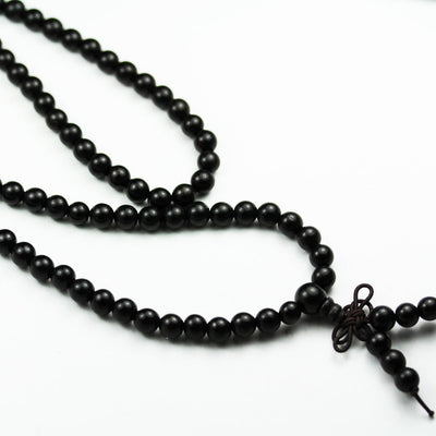 108 beads, 6mm Natural Black Sandalwood Mala Prayer Beads Necklace/Bracelet Strand,  25 inch