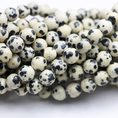 Dalmatian Jasper Beads,6mm Round Black, White Gemstone Beads,One full strand  15.5inch, hole 1mm, about 60 pcs