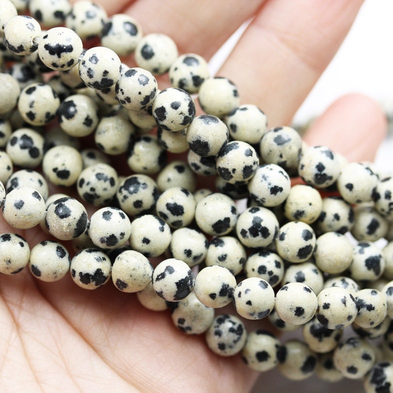 Dalmatian Jasper Beads,6mm Round Black, White Gemstone Beads,One full strand  15.5inch, hole 1mm, about 60 pcs