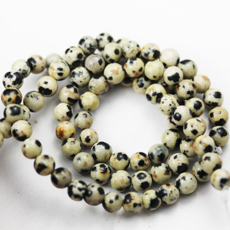 Dalmatian Jasper Beads,6mm Round Black, White Gemstone Beads,One full strand  15.5inch, hole 1mm, about 60 pcs