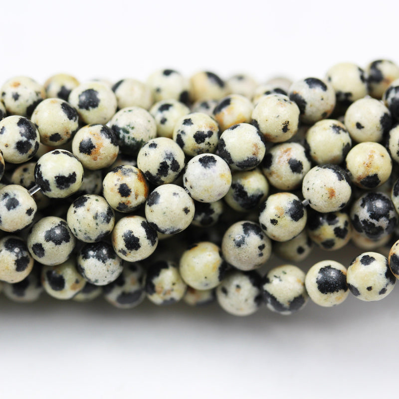 Dalmatian Jasper Beads,6mm Round Black, White Gemstone Beads,One full strand  15.5inch, hole 1mm, about 60 pcs