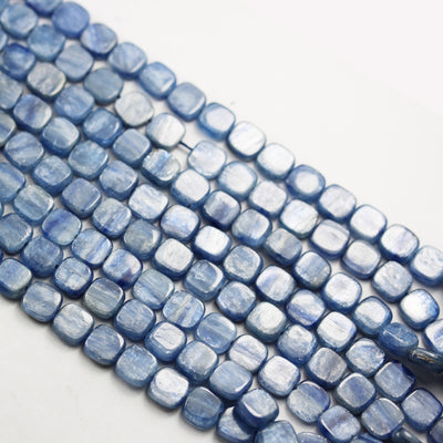 Natural Kyanite ,10mm Button Square Gemstone Beads, 4mm thick,One full strand 16", 1mm hole