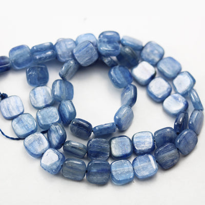 Natural Kyanite ,10mm Button Square Gemstone Beads, 4mm thick,One full strand 16", 1mm hole