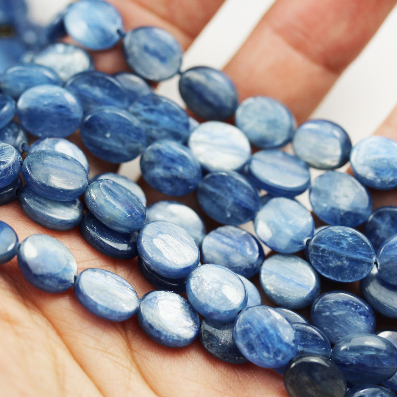 Natural Kyanite 8*10mm Gemstone Beads, Oval  Shape , 4mm thick, 16", bout 40beads, 1mm hole