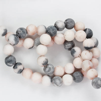 Natural Matte Pink Zebra Jasper, 8mm Round Black, Pink and White Gemstone Beads,  15.5inch, 1mm hole, about 50 pcs