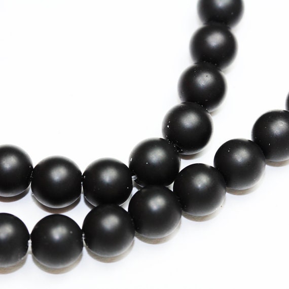 Matte Black Onyx, 8mm Round   Gemstone Beads Strand, One full strand   hole 1mm, 16 inch, 1mm hole, about 50beads