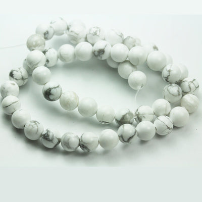 White Howlite,8mm Round Natural Gemstone Beads, One full strand , 16", 1mm hole, 50 beads