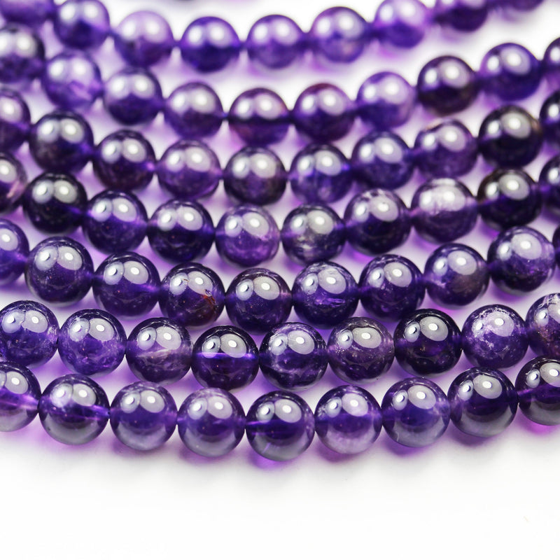 Natural Amethyst, 6mm Round  Gemstone Beads One full strand, 16", about 60pcs