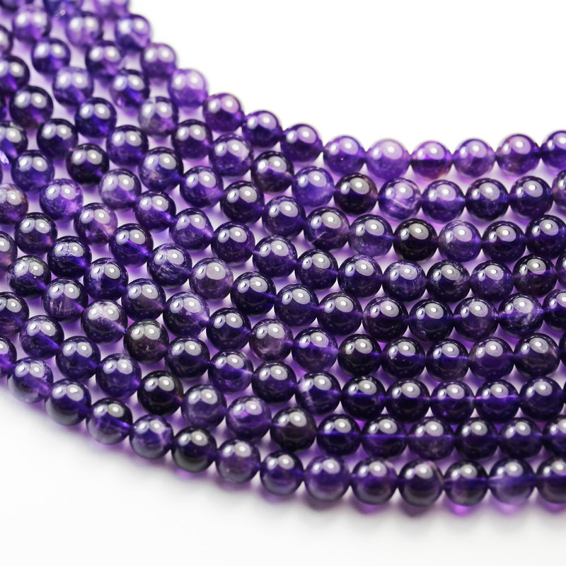 Natural Amethyst, 6mm Round  Gemstone Beads One full strand, 16", about 60pcs