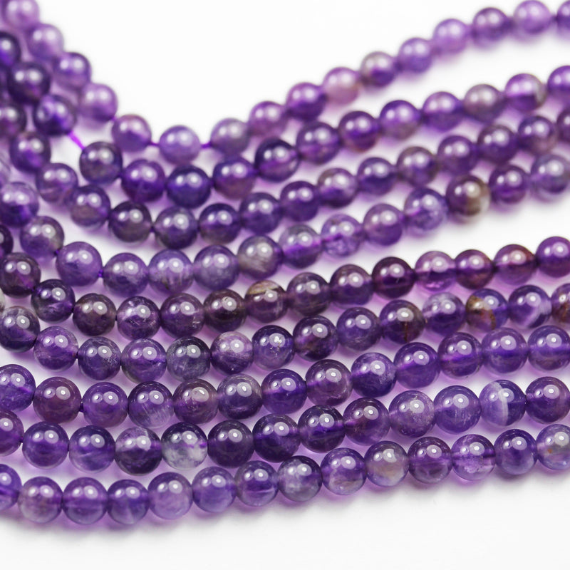 Natural Amethyst, 6mm Round  Gemstone Beads One full strand, 16", about 60pcs