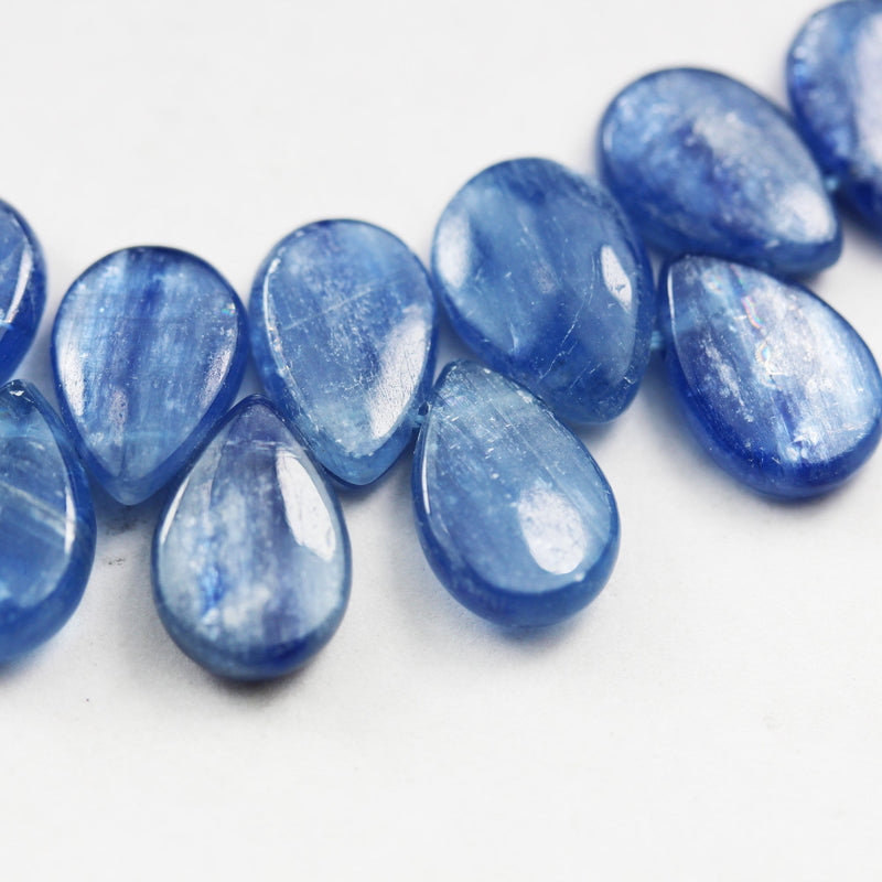 4pcs Natural Kyanite, 7*10mm Teardrop Natural Gemstone Beads, Earring making drop, 3mm thick,hole1mm