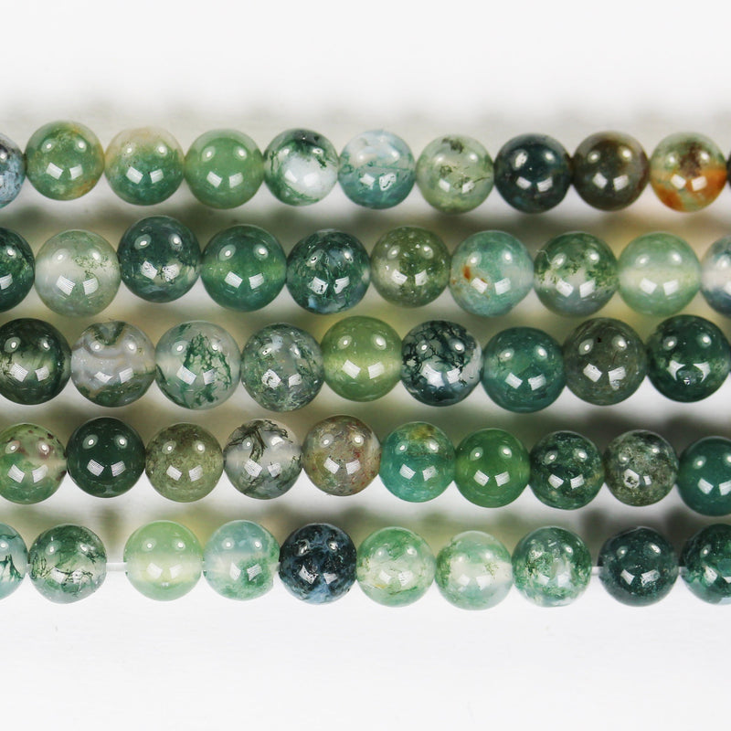 Moss Agate, 4mm Round Agate Gemstone Beads Strand, 15.5inch, hole 1mm, about 90beads, 0.8mm hole