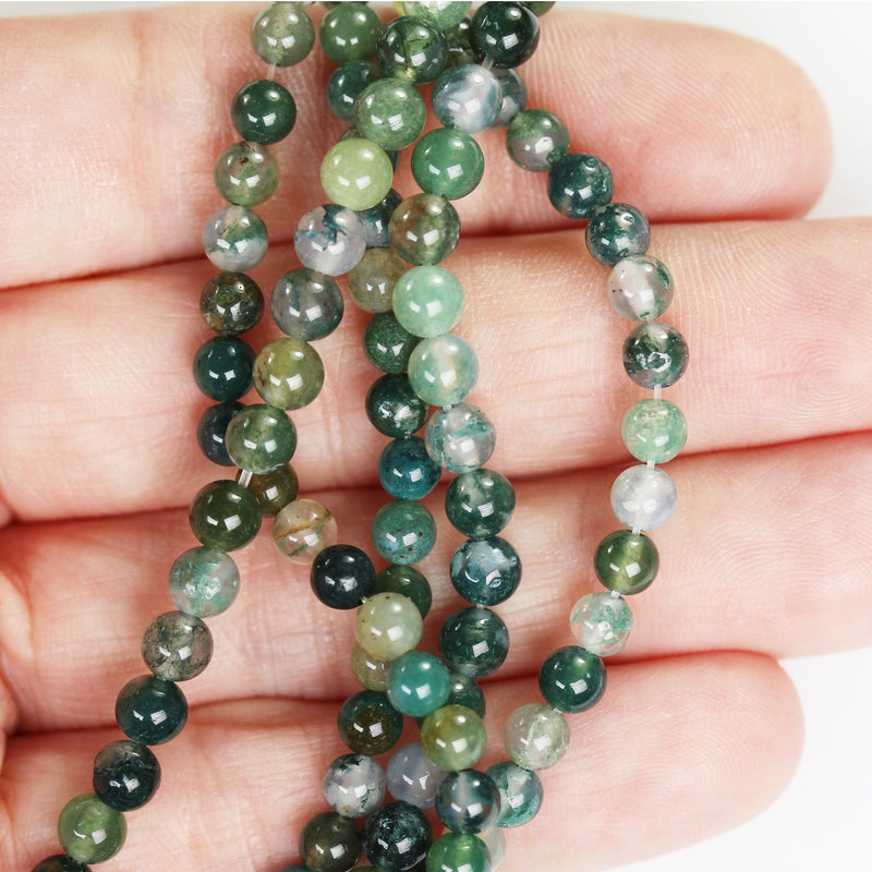 Moss Agate, 4mm Round Agate Gemstone Beads Strand, 15.5inch, hole 1mm, about 90beads, 0.8mm hole