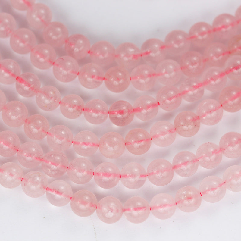 Rose quartz, 6mm Round  Gemstone Strand, One full strand, about 60 beads,hole0.8mm