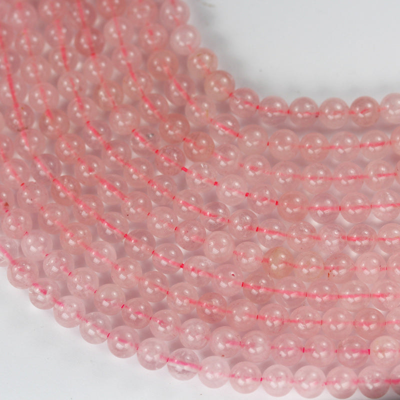 Rose quartz, 6mm Round  Gemstone Strand, One full strand, about 60 beads,hole0.8mm