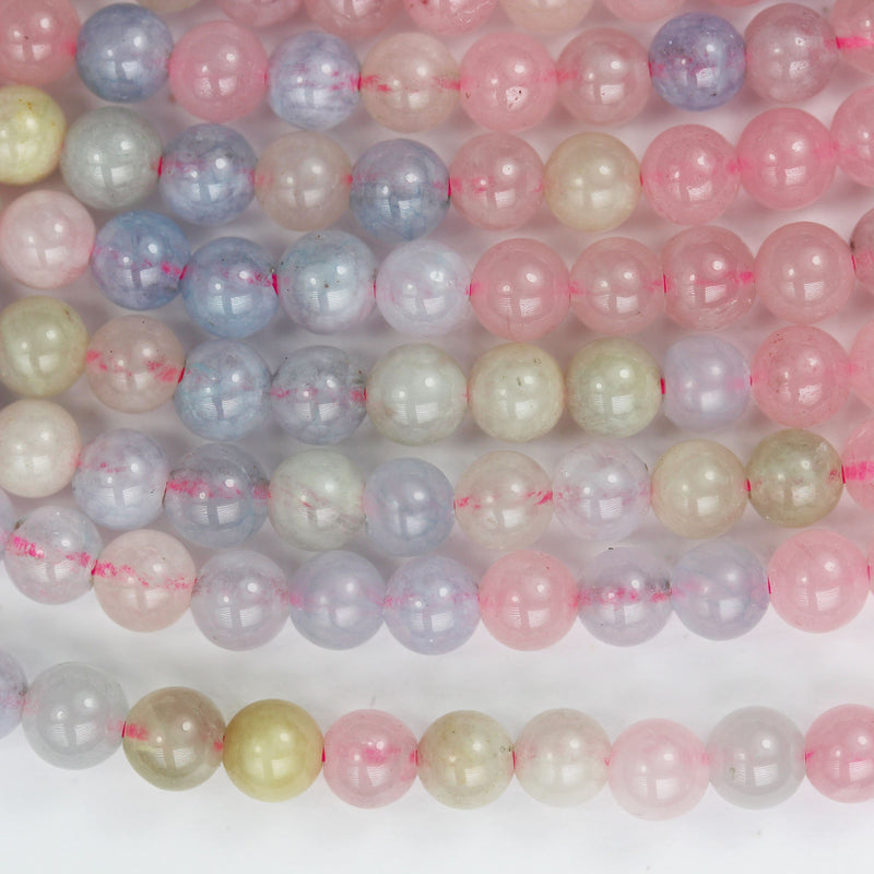 Beryl Mix, 4.5mm Aquamarine, Heliodor and morganite, round Mixed Gemstone ,90 beads, hole 0.6 mm,16"