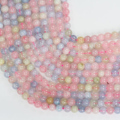 Beryl Mix, 4.5mm Aquamarine, Heliodor and morganite, round Mixed Gemstone ,90 beads, hole 0.6 mm,16"