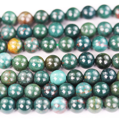 Bloodstone , 6mm Round Gemtsone, One full 16" strand, 1mm hole, About 60 beads