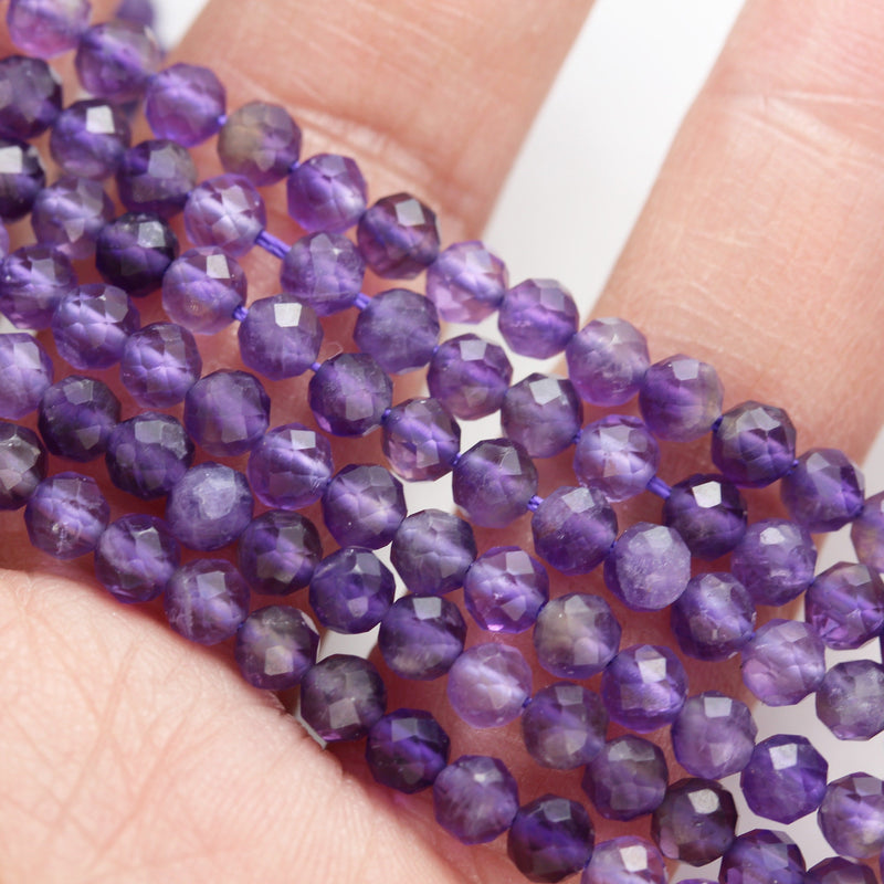 Natural Amethyst,4mm Faceted Round, One full strand Gemstone Beads, Round Shape ,0.6mm hole, 16", about 100beds