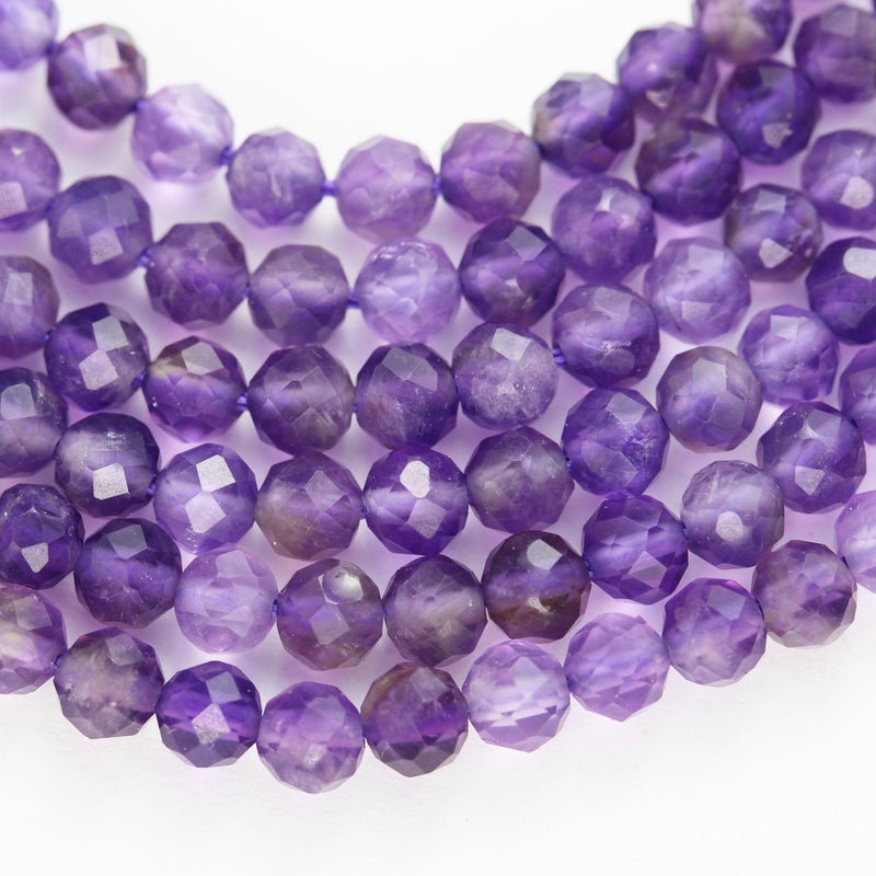 Natural Amethyst,4mm Faceted Round, One full strand Gemstone Beads, Round Shape ,0.6mm hole, 16", about 100beds