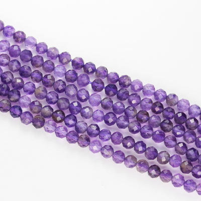 Natural Amethyst,4mm Faceted Round, One full strand Gemstone Beads, Round Shape ,0.6mm hole, 16", about 100beds