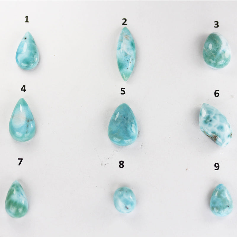 100% Natural Dominican Larimar Teardrop  Loose Gemstones Pendant Beads ( no hole) ,10-15mm*13-28mm,1.8-4g each piece