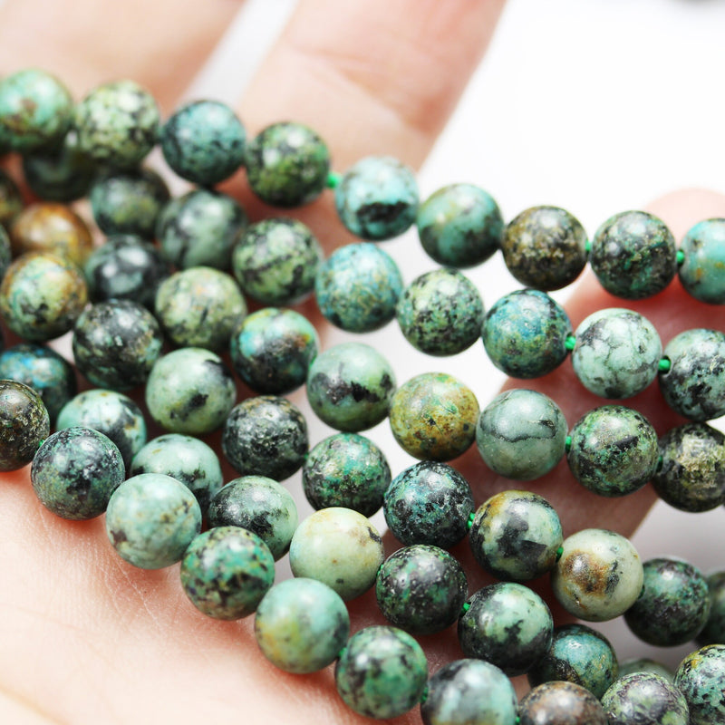 Africa Turquoise, 6mm Round  Gemstone Strand, One full strand  Green &Brown color, hole 0.8 mm