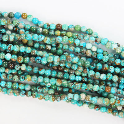 Natural Turquoise, 3mm Round  Gemstone Strand, 15.5inch, 0.6mm hole , Green &Brown color