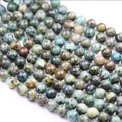 Africa Turquoise, 6mm Round  Gemstone Strand, One full strand  Green &Brown color, hole 0.8 mm