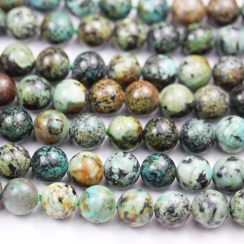 Africa Turquoise, 6mm Round  Gemstone Strand, One full strand  Green &Brown color, hole 0.8 mm